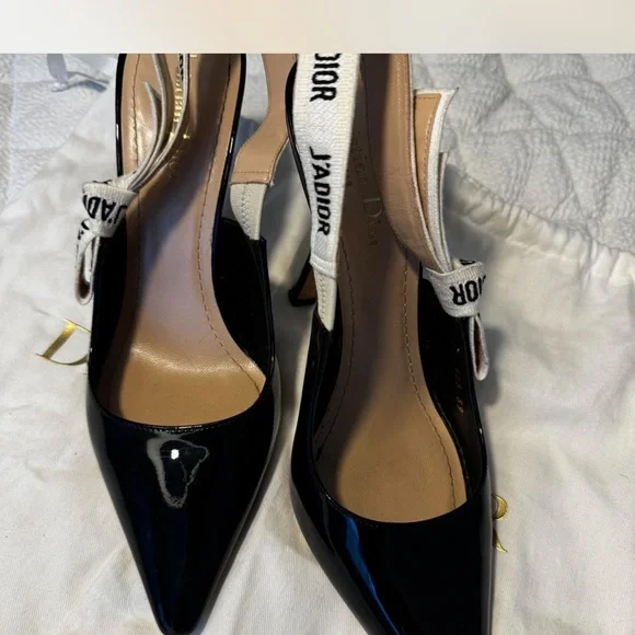 Dior Black Patent Leather Slingback Heels - Picture 6 of 6